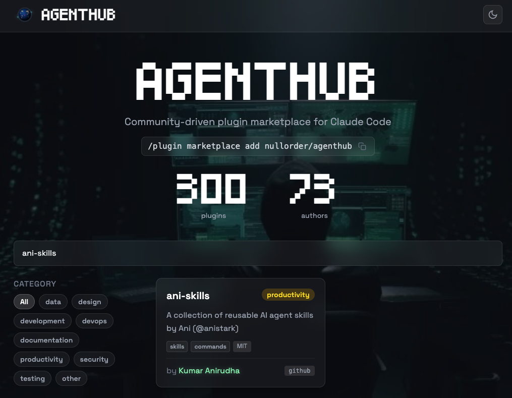 ani-skills listed on AgentHub
